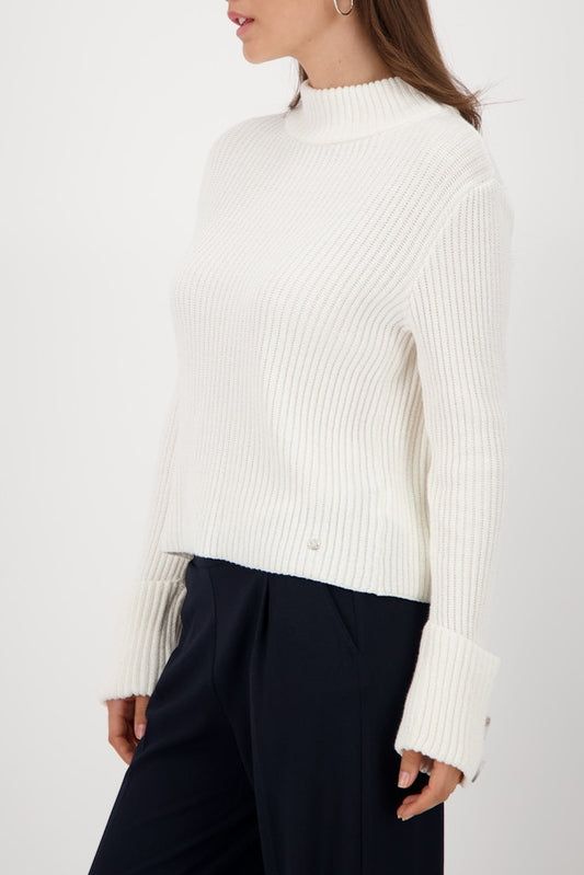 Monari Off White Stand Collar Pullover