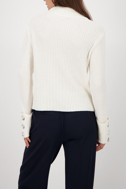 Monari Off White Stand Collar Pullover