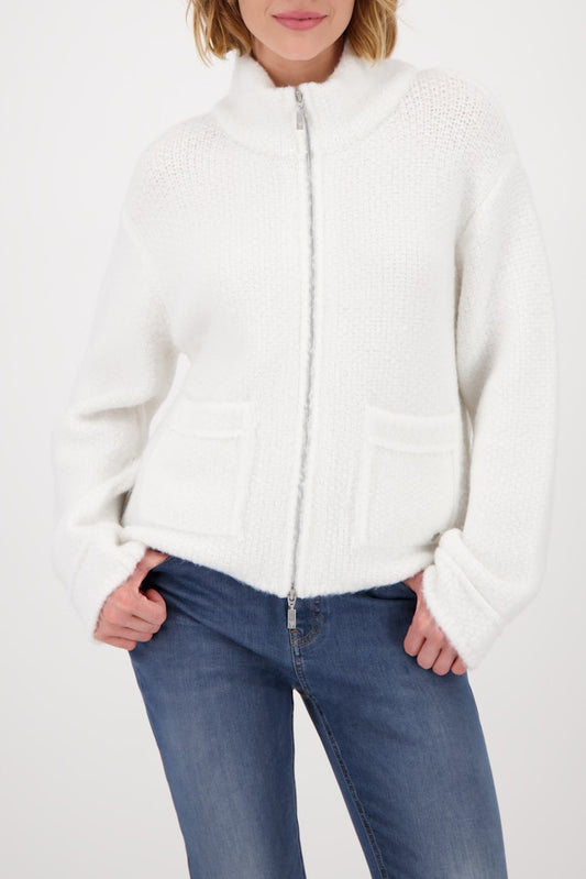 Monari Off White Zipped Cardigan