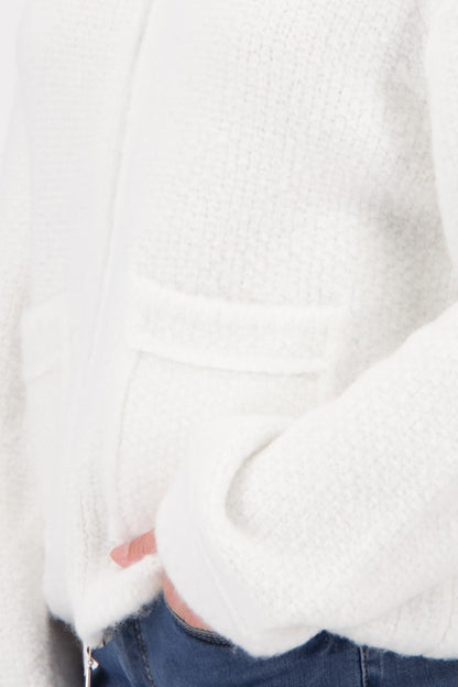 Monari Off White Zipped Cardigan