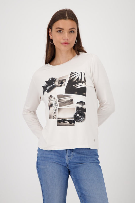Monari Cream Collage Print Top
