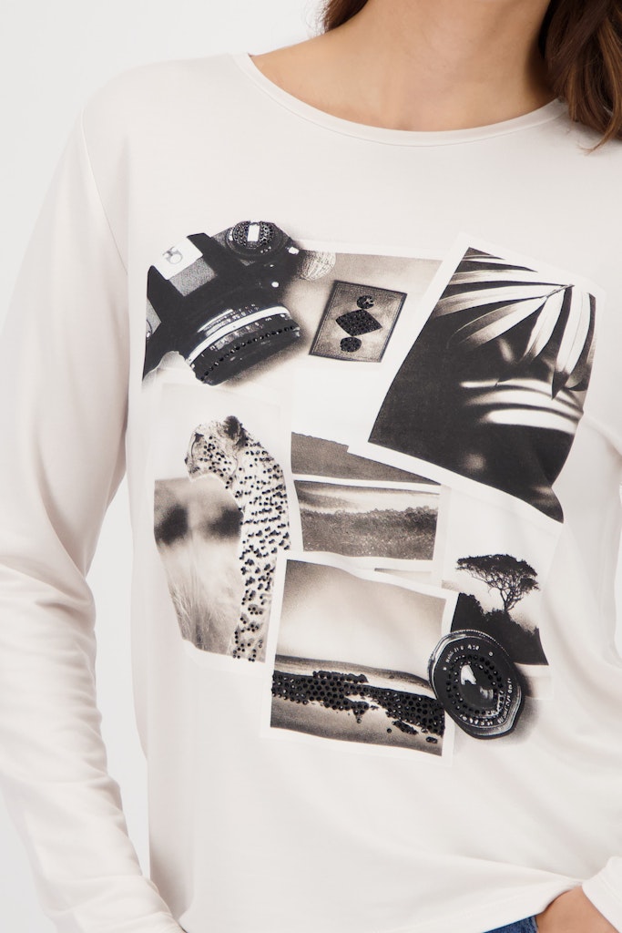 Monari Cream Collage Print Top