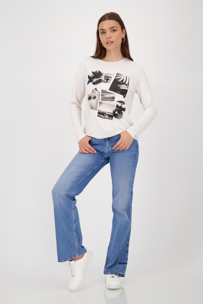 Monari Cream Collage Print Top