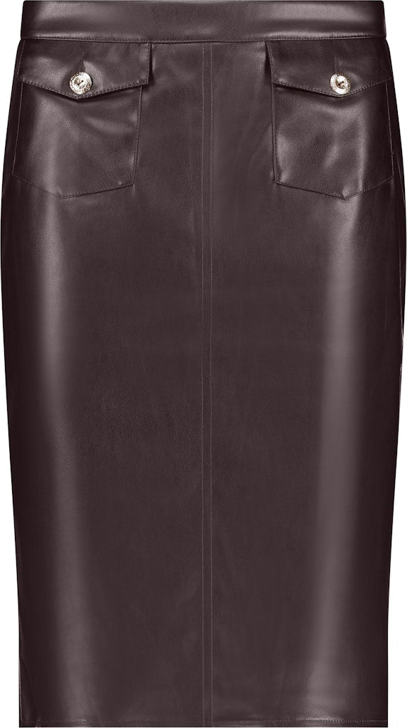 Monari Brown Faux Leather Skirt