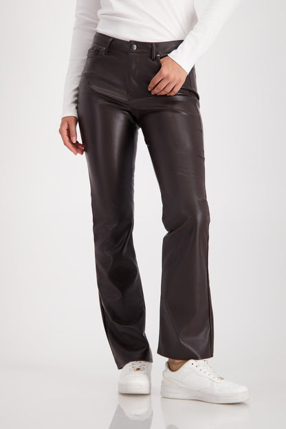 Monari Brown  Faux Leather Trousers