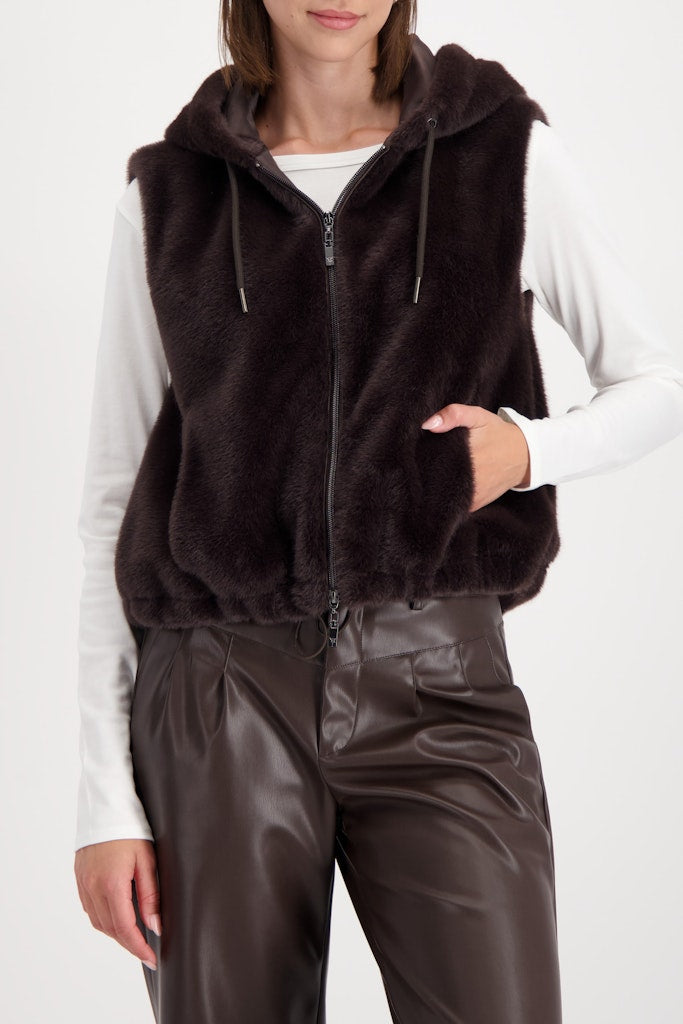 Monari Brown Faux Fur Gilet