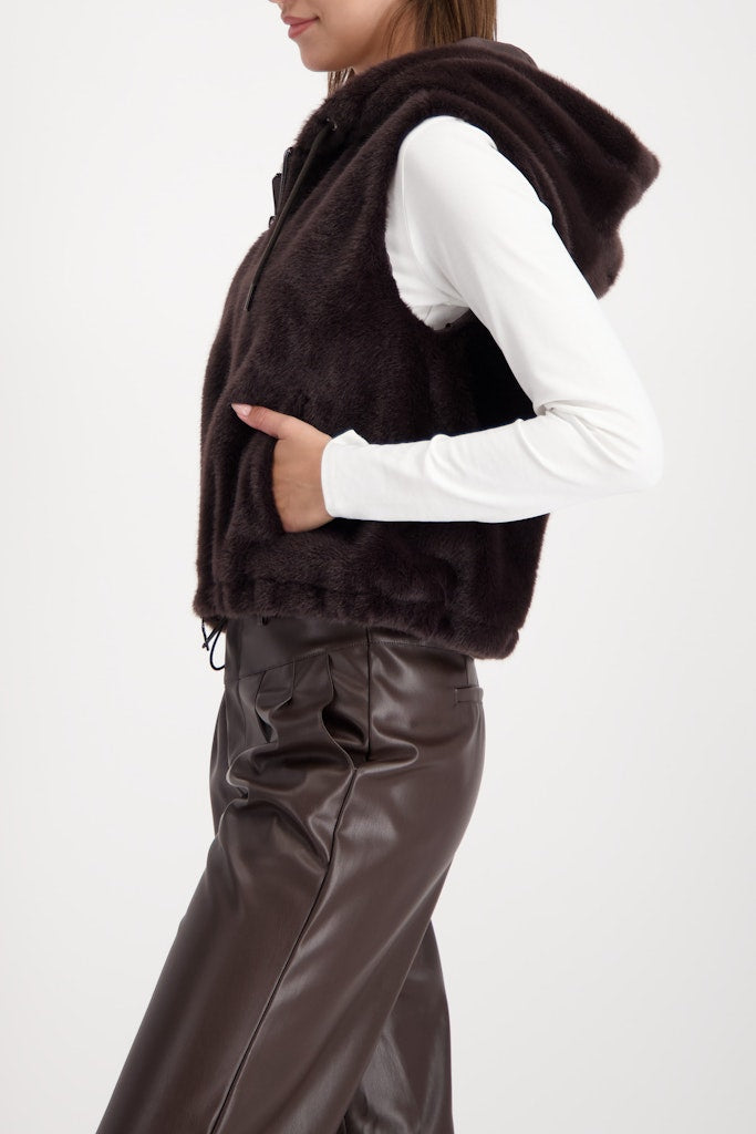Monari Brown Faux Fur Gilet