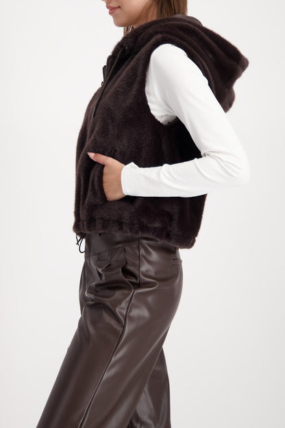 Monari Brown Faux Fur Gilet