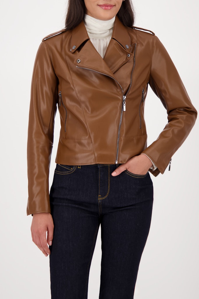 Monari Whisky Faux Leather Biker Jacket