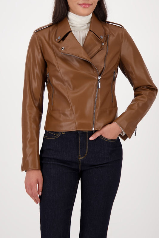 Monari Whisky Faux Leather Biker Jacket