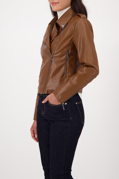 Monari Whisky Faux Leather Biker Jacket