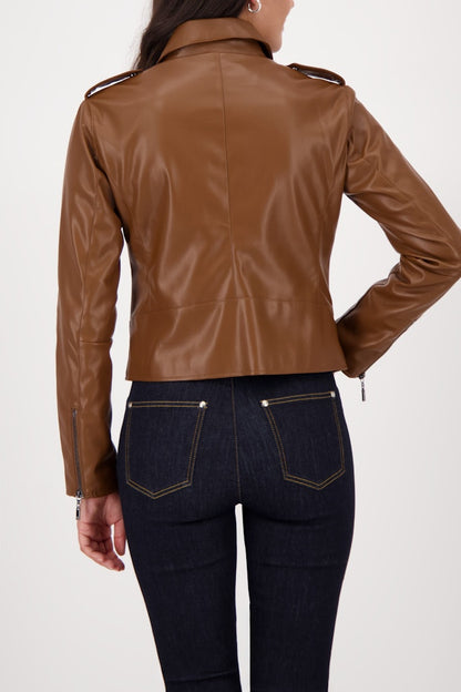 Monari Whisky Faux Leather Biker Jacket
