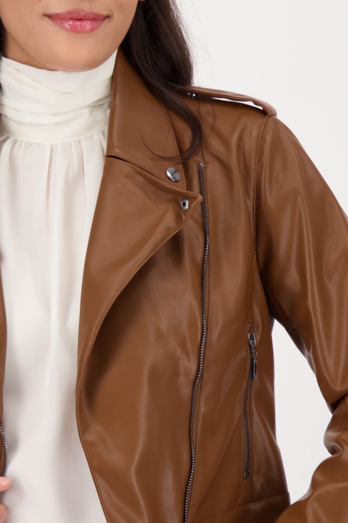 Monari Whisky Faux Leather Biker Jacket