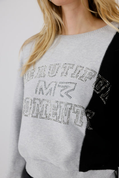 Monari Grey Colorblock Sweater