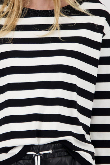 Monari Black Striped Top
