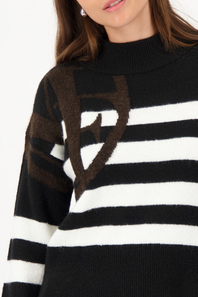 Monari Black Striped Pullover