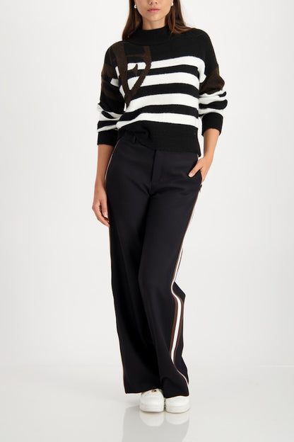 Monari Black Striped Pullover