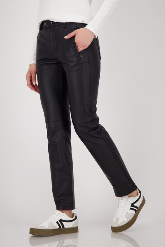 Monari Black Faux Leather Trousers