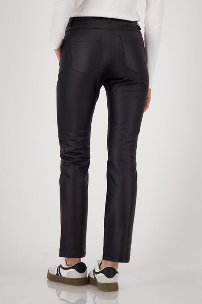 Monari Black Faux Leather Trousers