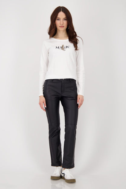 Monari Black Faux Leather Trousers