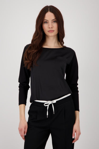 Monari Black Jersey Satin Blouse