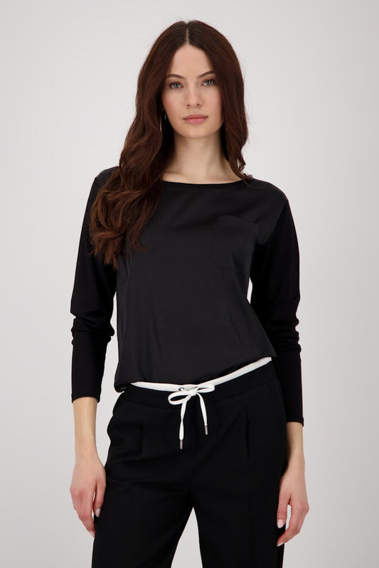 Monari Black Jersey Satin Blouse