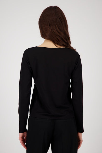 Monari Black Jersey Satin Blouse
