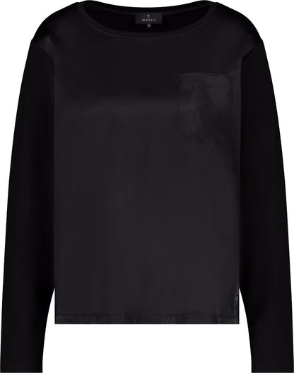 Monari Black Jersey Satin Blouse
