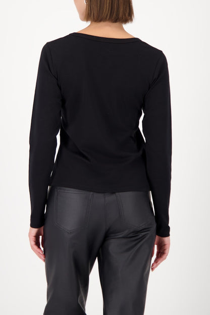Monari Rhinestone Logo Black Top