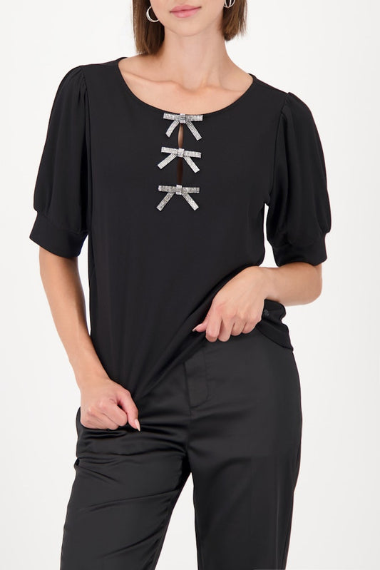Monari Black Short Sleeve Sweater