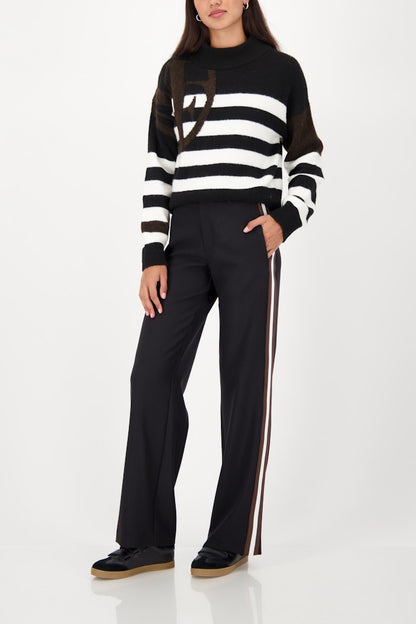 Monari Black Side Stripe Trousers
