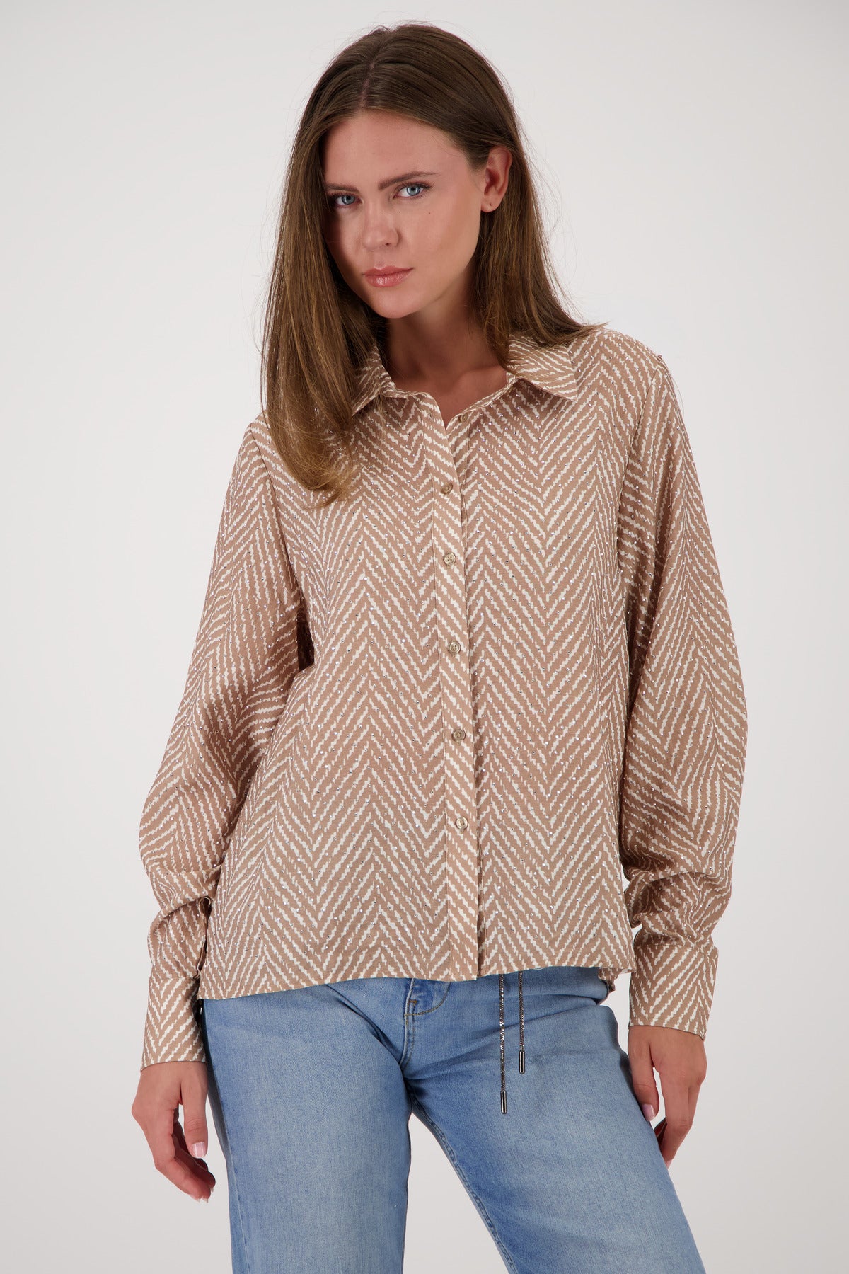 Monari Herringbone Print Blouse