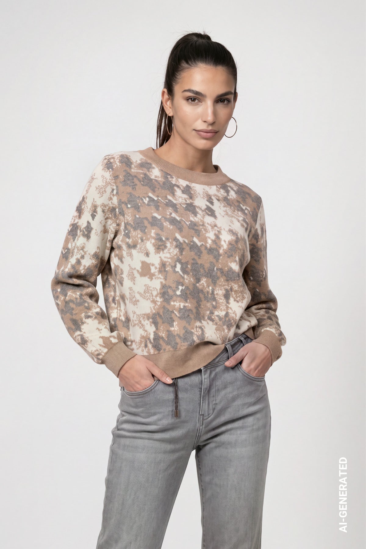Monari Abstract Houndstooth Pullover