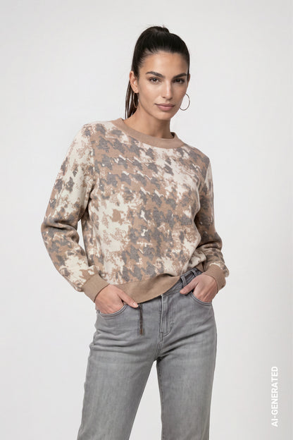 Monari Abstract Houndstooth Pullover