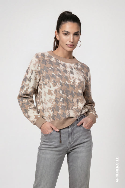 Monari Abstract Houndstooth Pullover