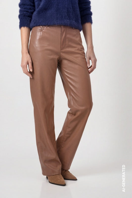 Monari Tiramisu Faux Leather Trousers