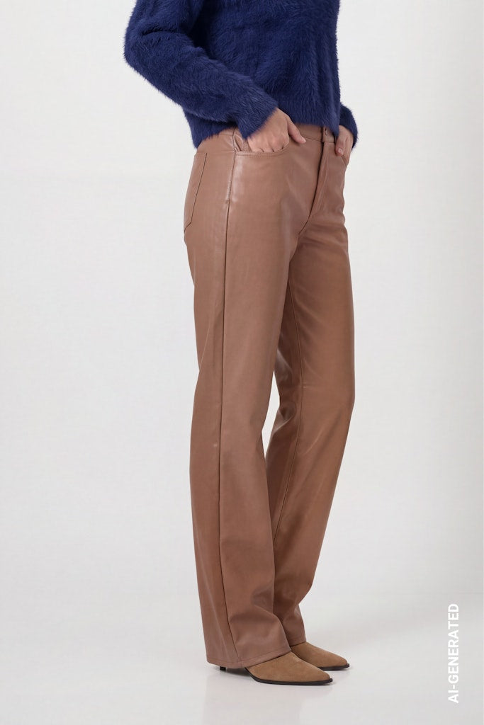 Monari Tiramisu Faux Leather Trousers