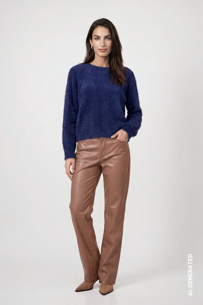 Monari Tiramisu Faux Leather Trousers