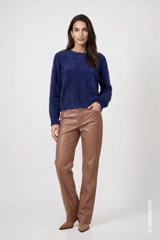 Monari Tiramisu Faux Leather Trousers