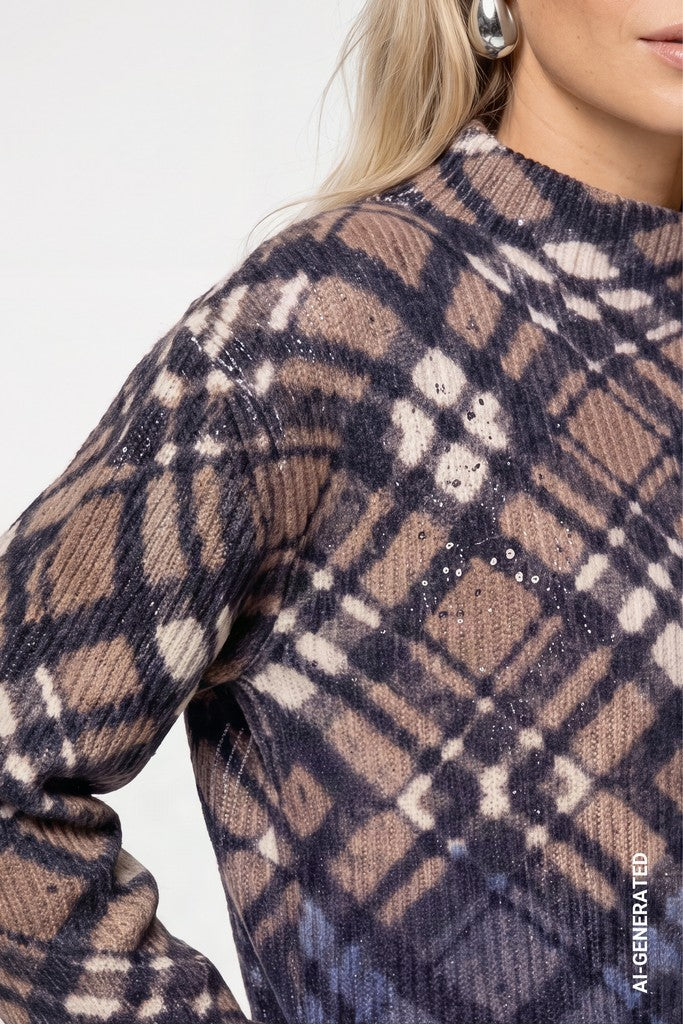 Monari Plaid Pattered Pullover