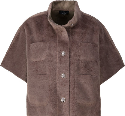 Monari Taupe Faux Fur Cape