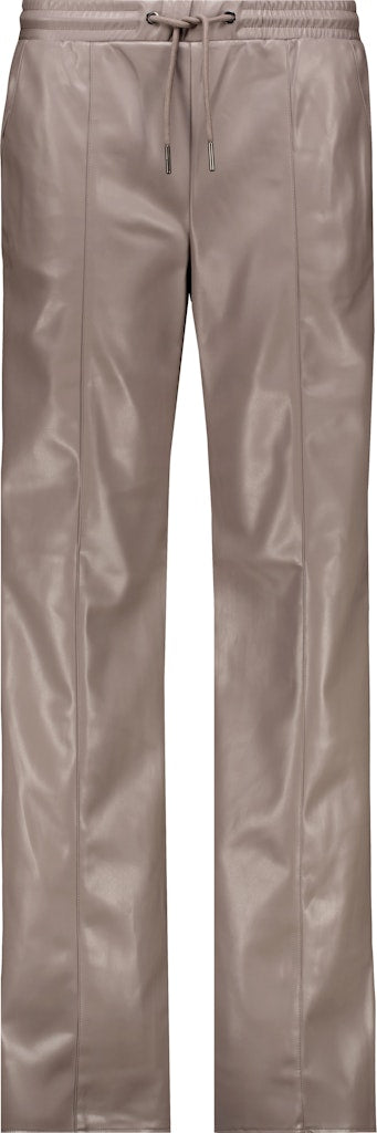 Monari Taupe Faux Leather Trousers