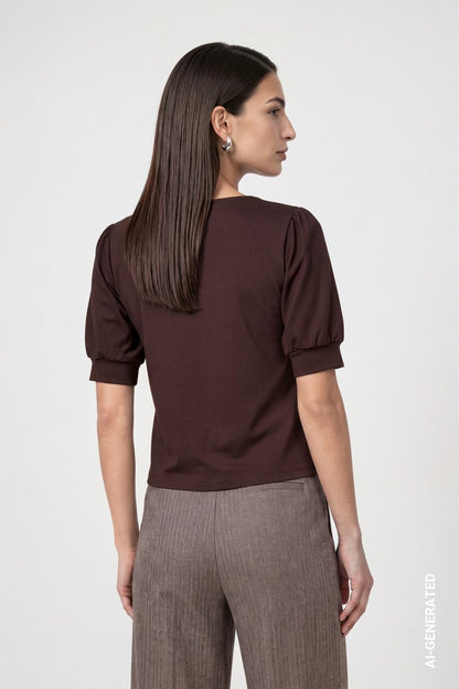 Monari Dark Brown Short Sleeve Sweater
