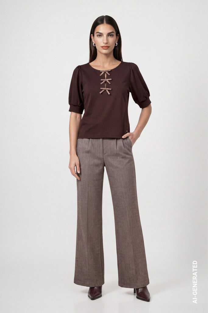 Monari Dark Brown Short Sleeve Sweater