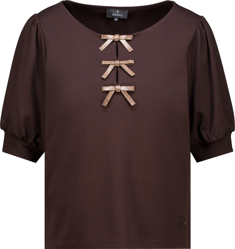 Monari Dark Brown Short Sleeve Sweater