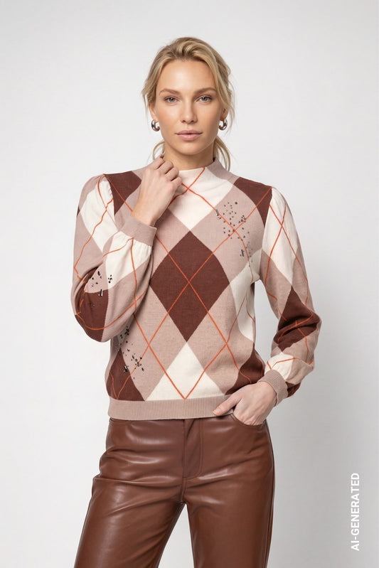Monari Sesame Diamond Print Sweater