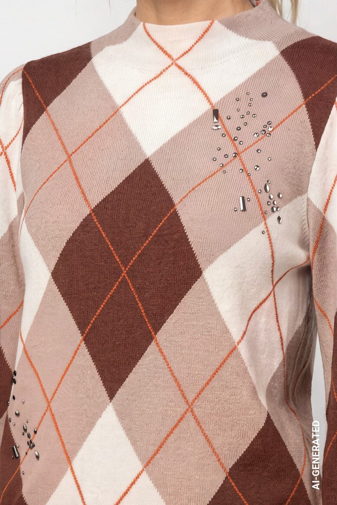 Monari Sesame Diamond Print Sweater