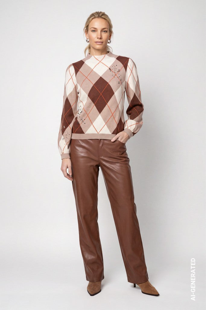 Monari Sesame Diamond Print Sweater