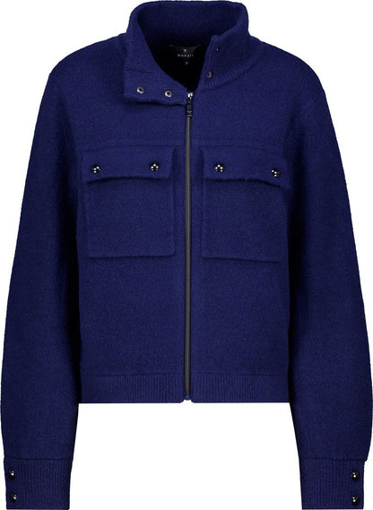Monari Navy Cardigan with Flap Pockets
