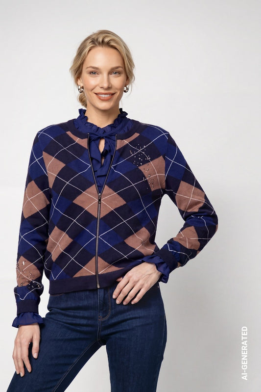 Monari Diamond Print Cardigan